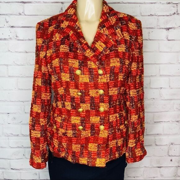 Escada Tweed Boucle Double Breasted Blazer Size 38 - Picture 1 of 10